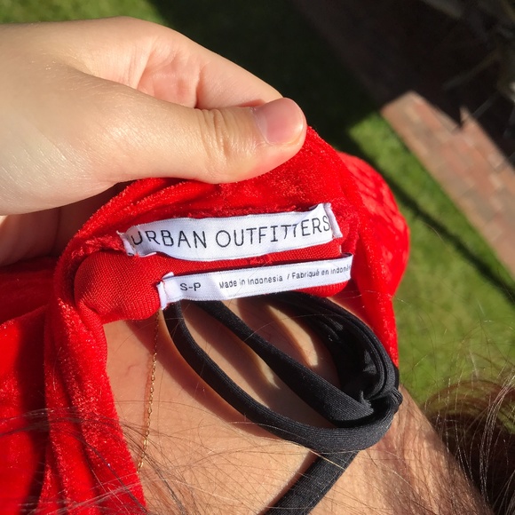 SOLD - Urban Outfitters Red Crushed Velvet Dress - Picture 3 of 9